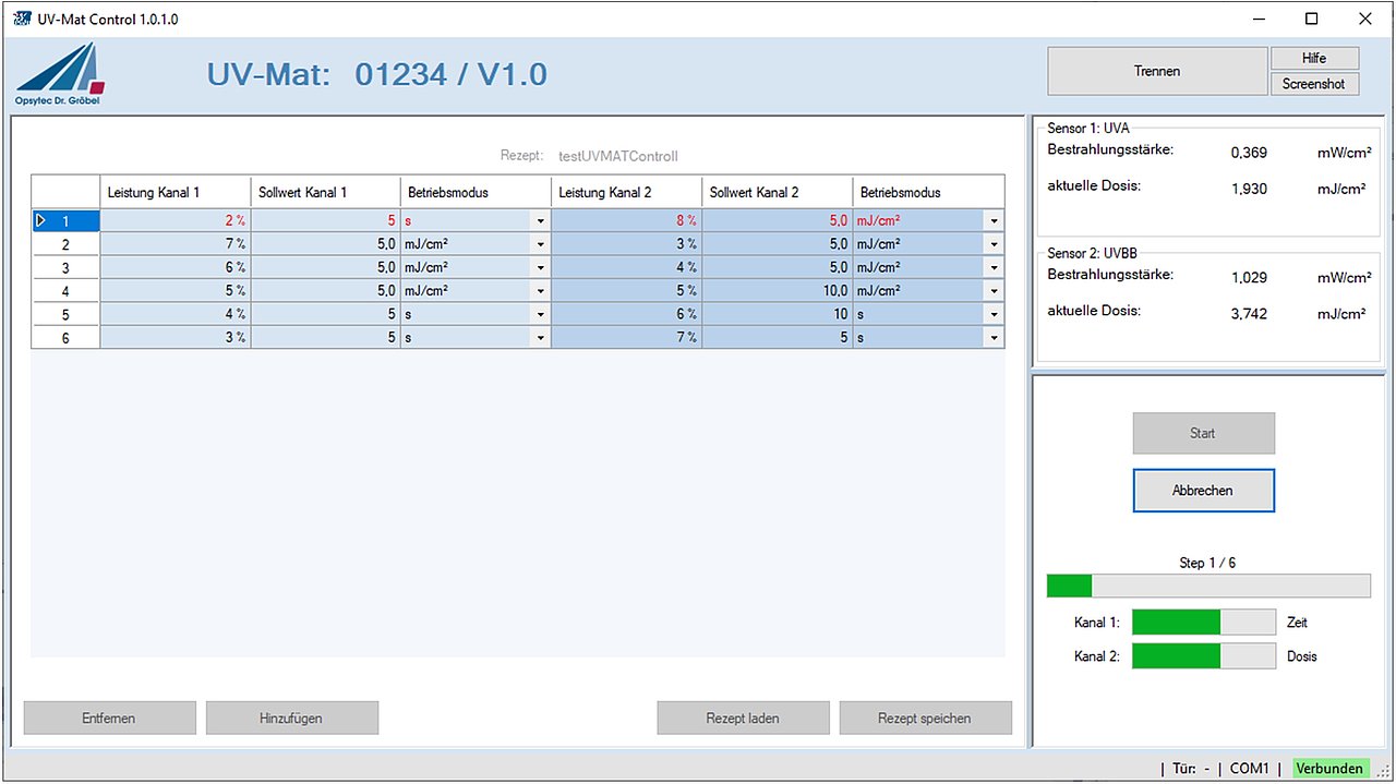 UV-MAT CONTROL SOFTWARE