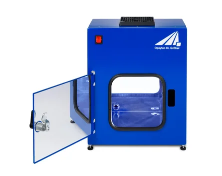 UV-LED-Bestrahlungskammer BSL-01i mit geöffneter Tür, Inertbetrieb unter Stickstoff