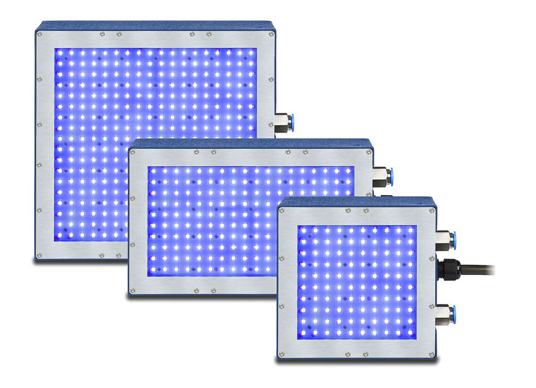 UV-LED Flächenleuchte, großflächig mit bis zu 200 x 200 mm²